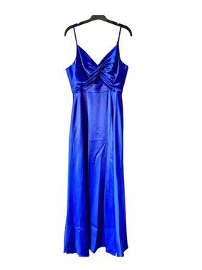 Aidan by Aidan Mattox Twisted A-Line Satin Gown Blue Size 8
